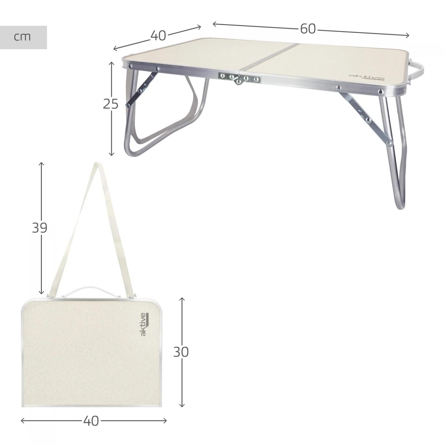MESA CAMPING PLEGABLE ALUMINIO CON ASA 60X40X26CM