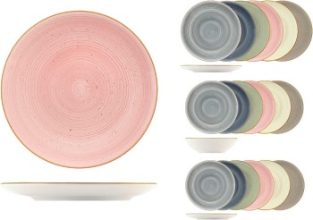 VAJILLA GRES STONEWARE COLORES SURTIDOS 18 PIEZAS