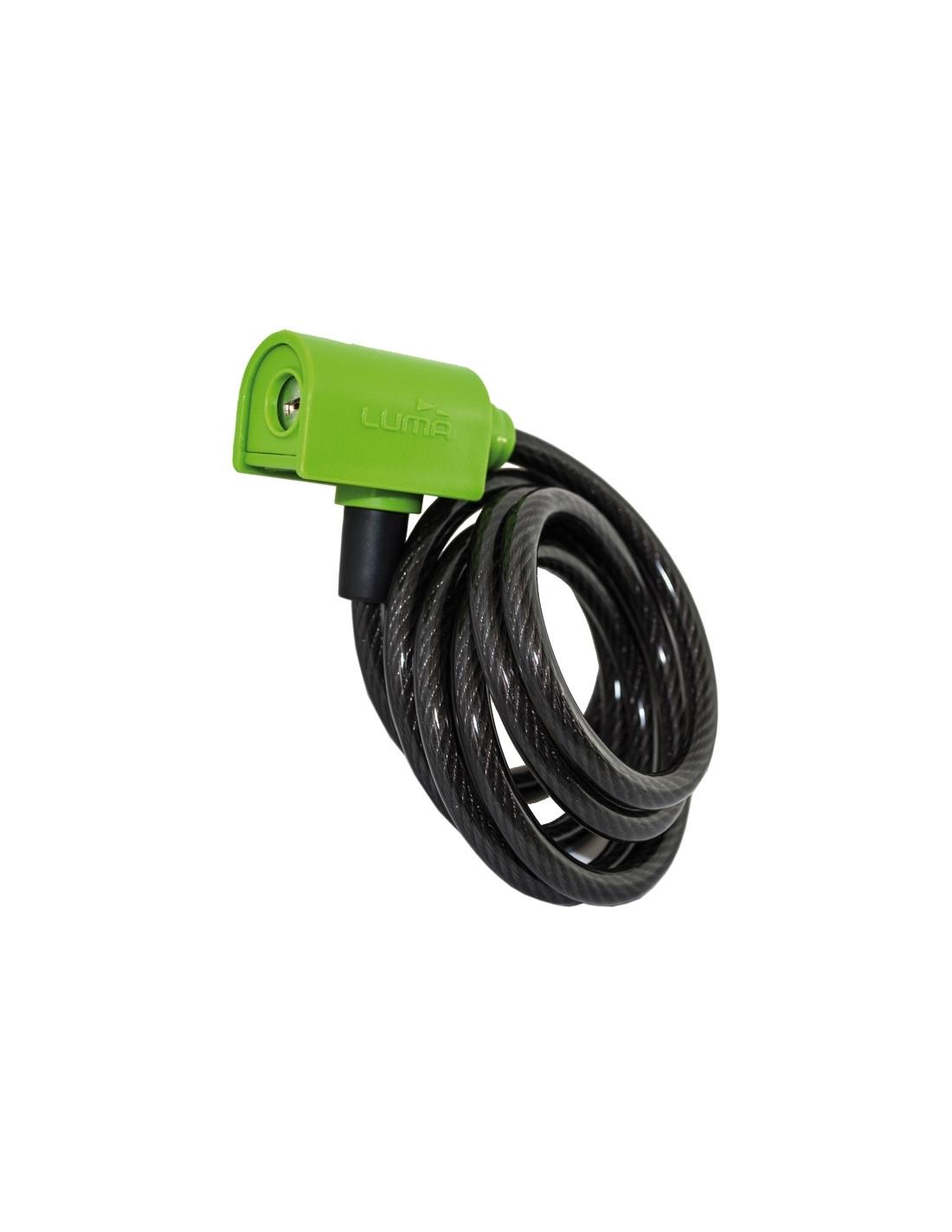 CANDADO ANTIRROBO BICICLETA CON LLAVE VERDE 8MM 185CM