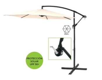 PARASOL ALUMINIO EXCENTRICO BEIGE 3M