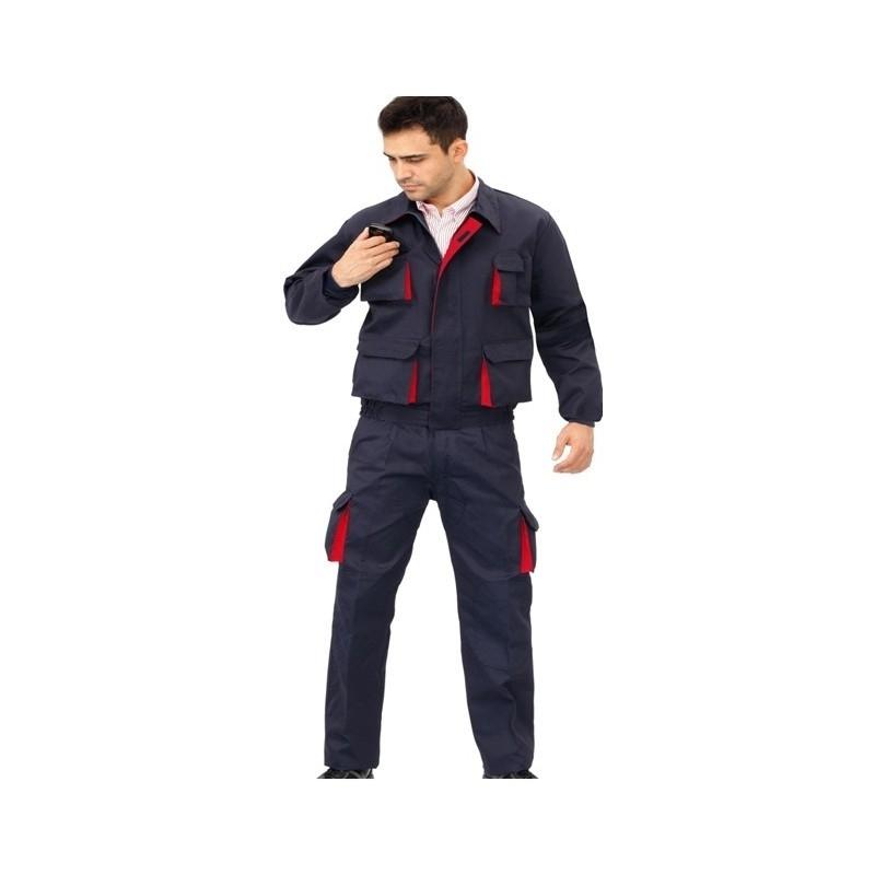 PANTALON CARGO TERGAL L5000 BICOLOR MARINO-ROJO