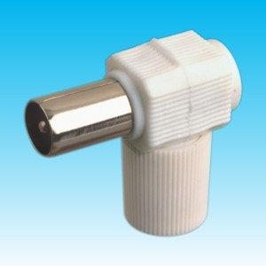 CONECTOR TV ACODADO MACHO BLANCO 25 UDS