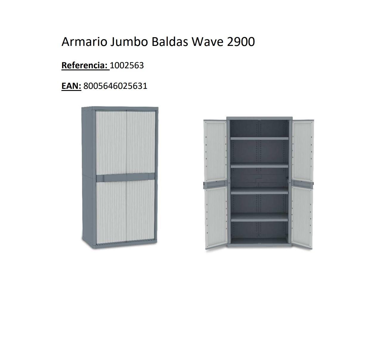 ARMARIO 2 PUERTAS RESINA WAVE GRIS 181X70X43CM