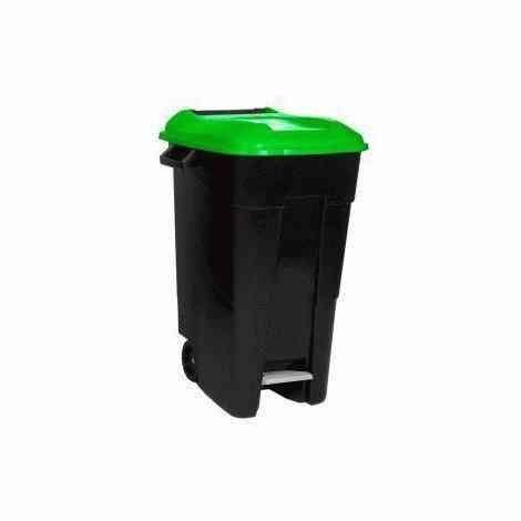 CONTENEDOR RESIDUOS 120LT RUEDA PEDAL TAPA VERDE