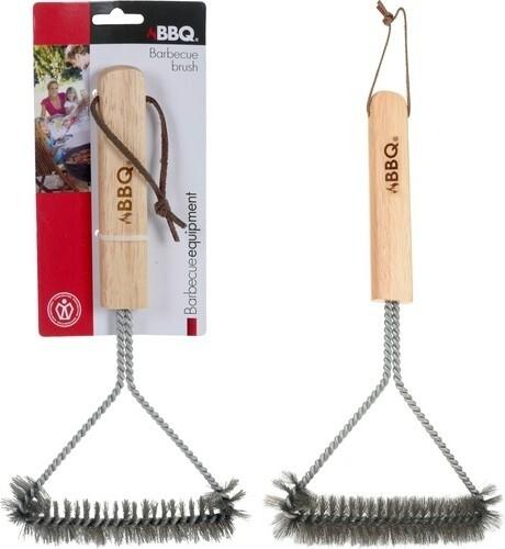 CEPILLO BARBACOA INOXIDABLE 30X14CM MANGO MADERA