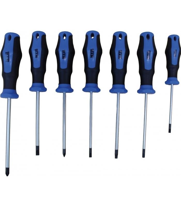 JUEGO DESTORNILLADOR 7 PIEZAS NIVEL 3 PLANOS+2PHLPHIS+2TORX