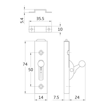 PASADOR ARMARIO BOLA 425-75 NI CAJA 50