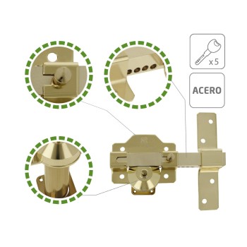 CERROJO SEGURIDAD AMIG MODELO 3 ORO 88*153